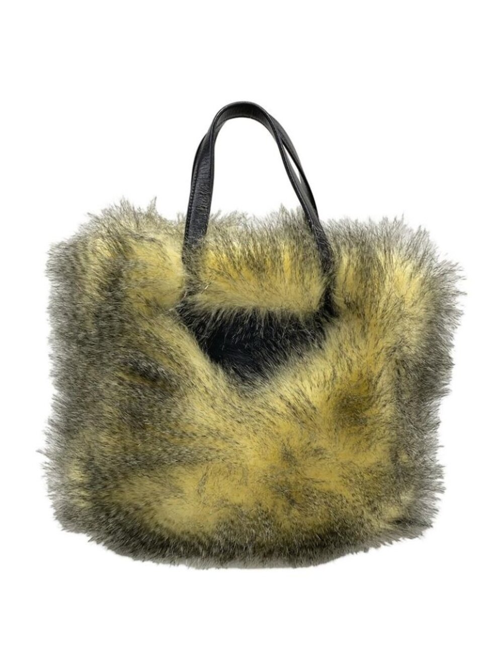 ★SOLD★ Prada Tote Ivory Black Leather Faux Fur X - Picture 3 of 15